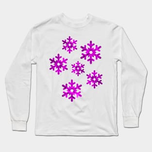 Watercolor Snowflakes (Purple) Long Sleeve T-Shirt